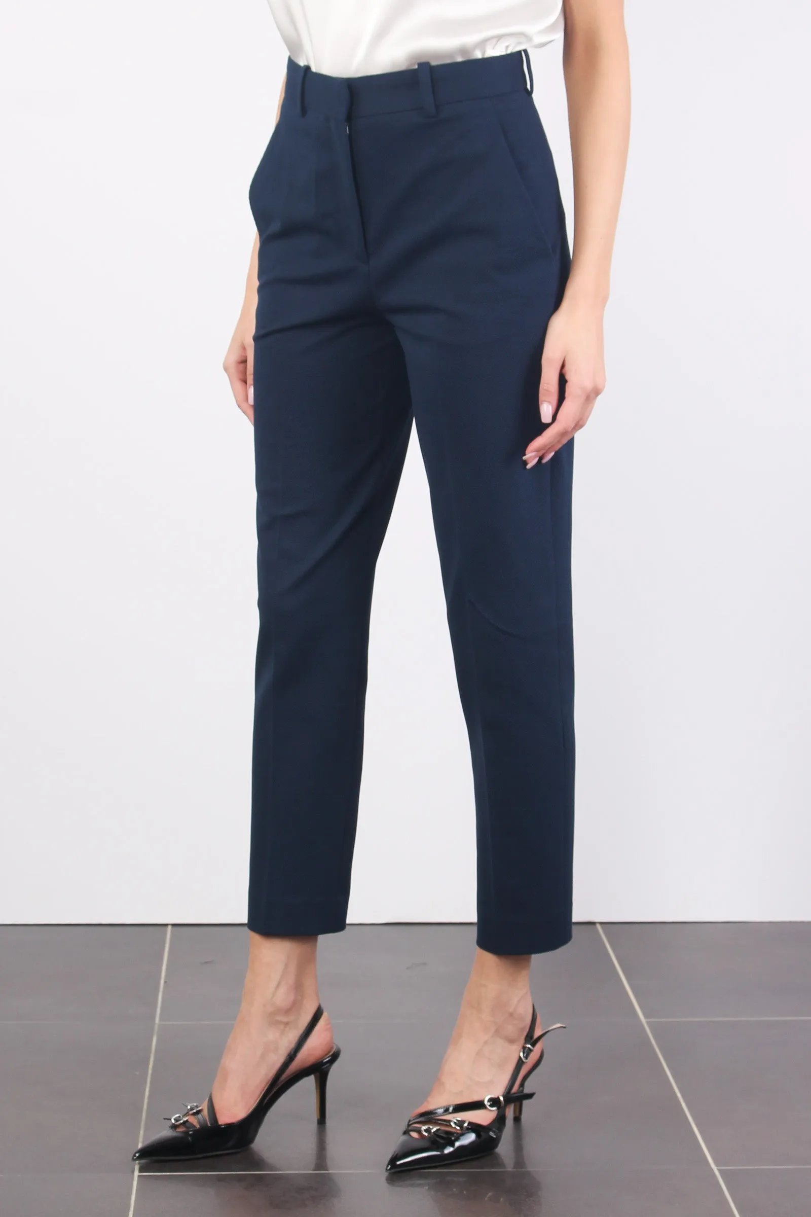 Pantalone Piquet Carrot Blu Navy