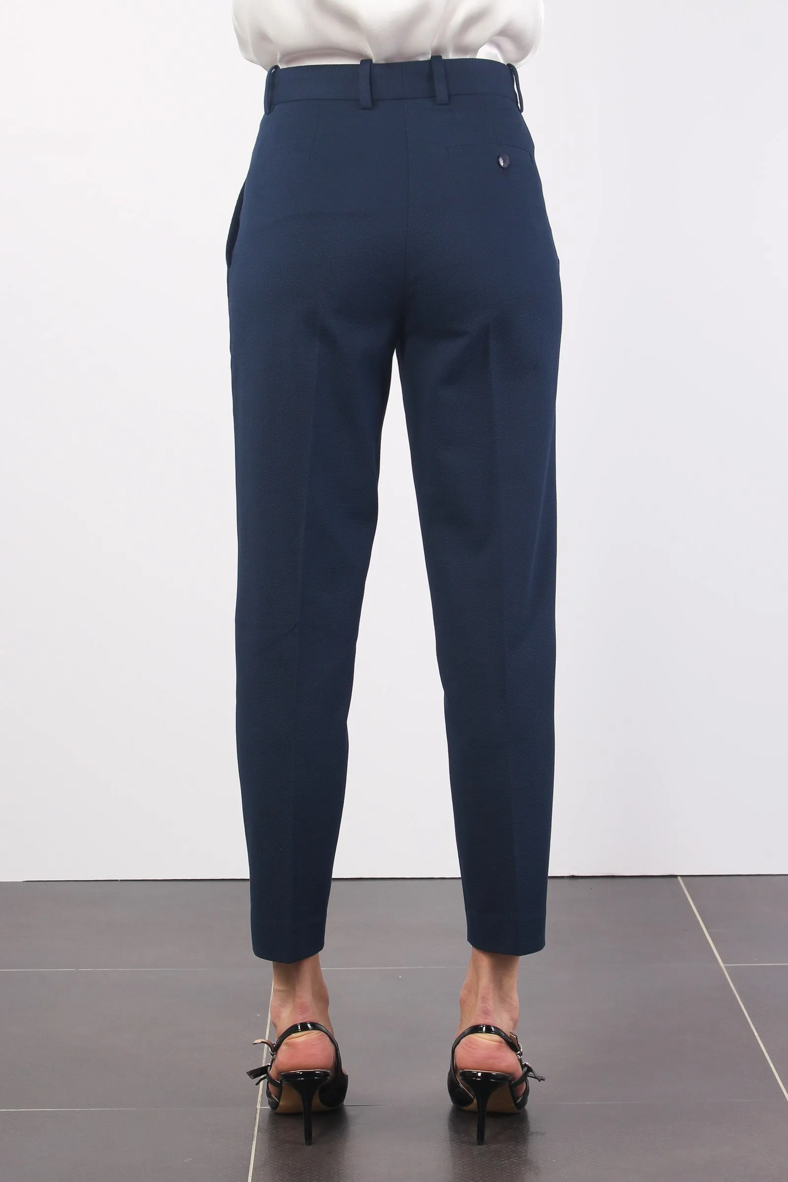 Pantalone Piquet Carrot Blu Navy