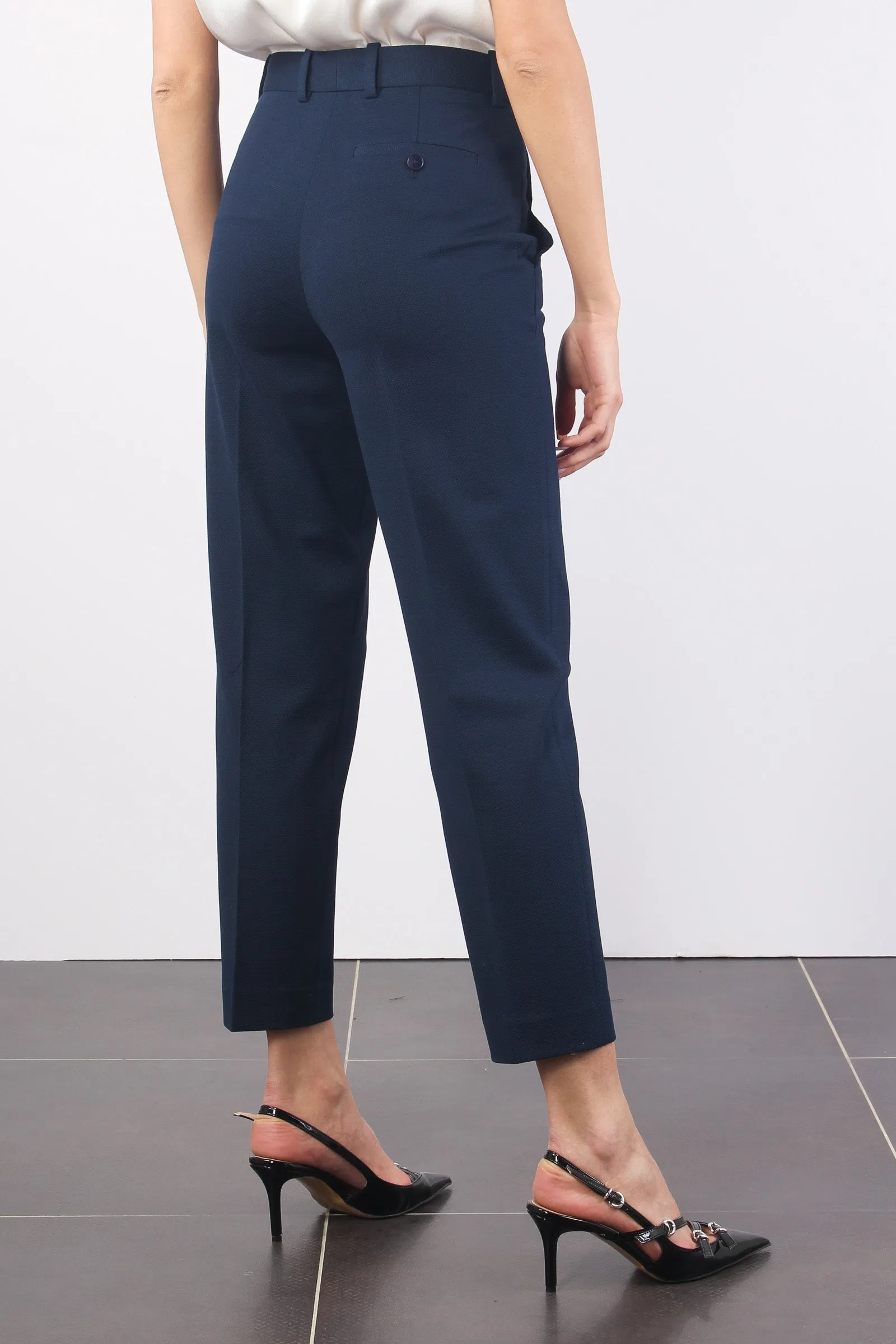 Pantalone Piquet Carrot Blu Navy