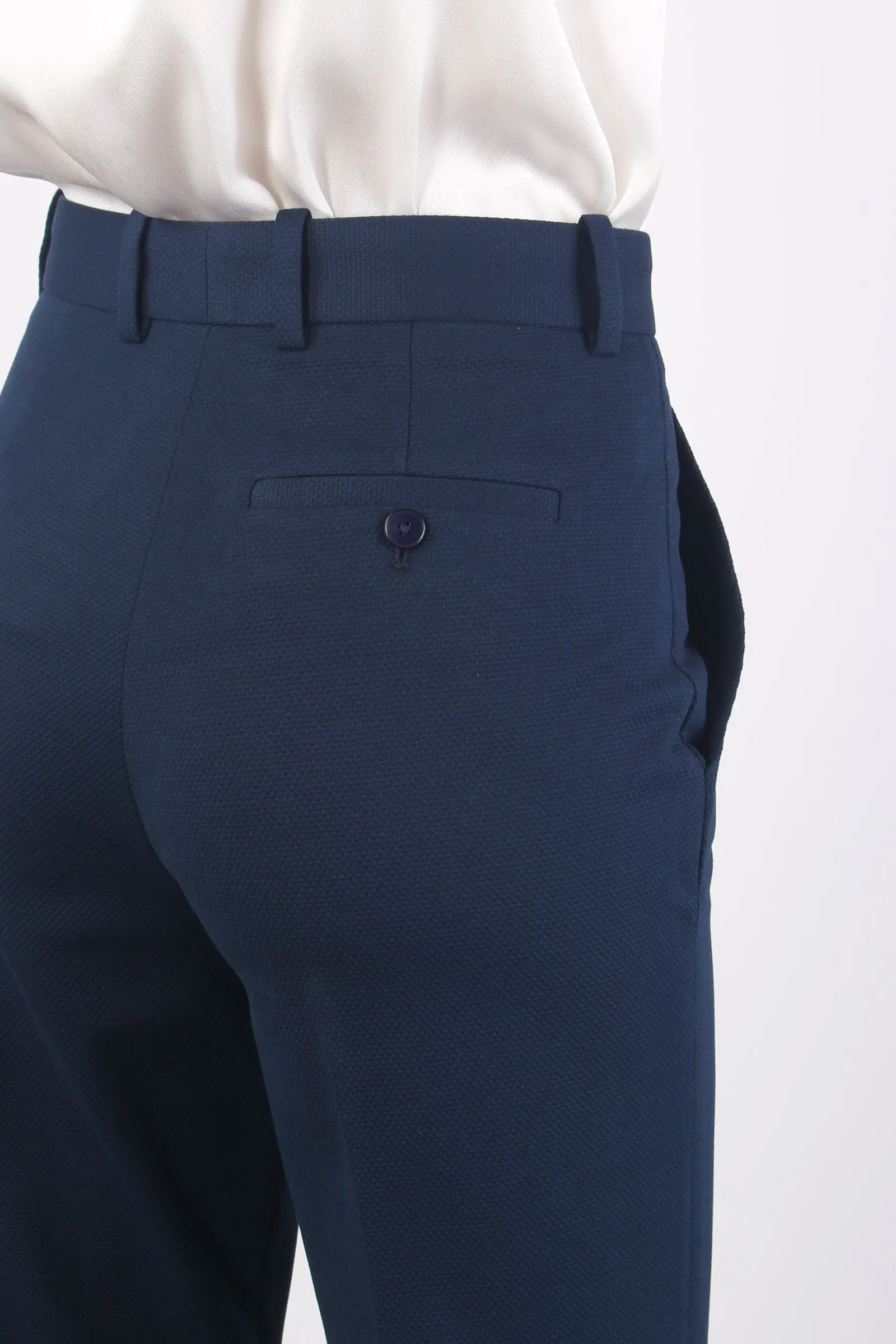 Pantalone Piquet Carrot Blu Navy