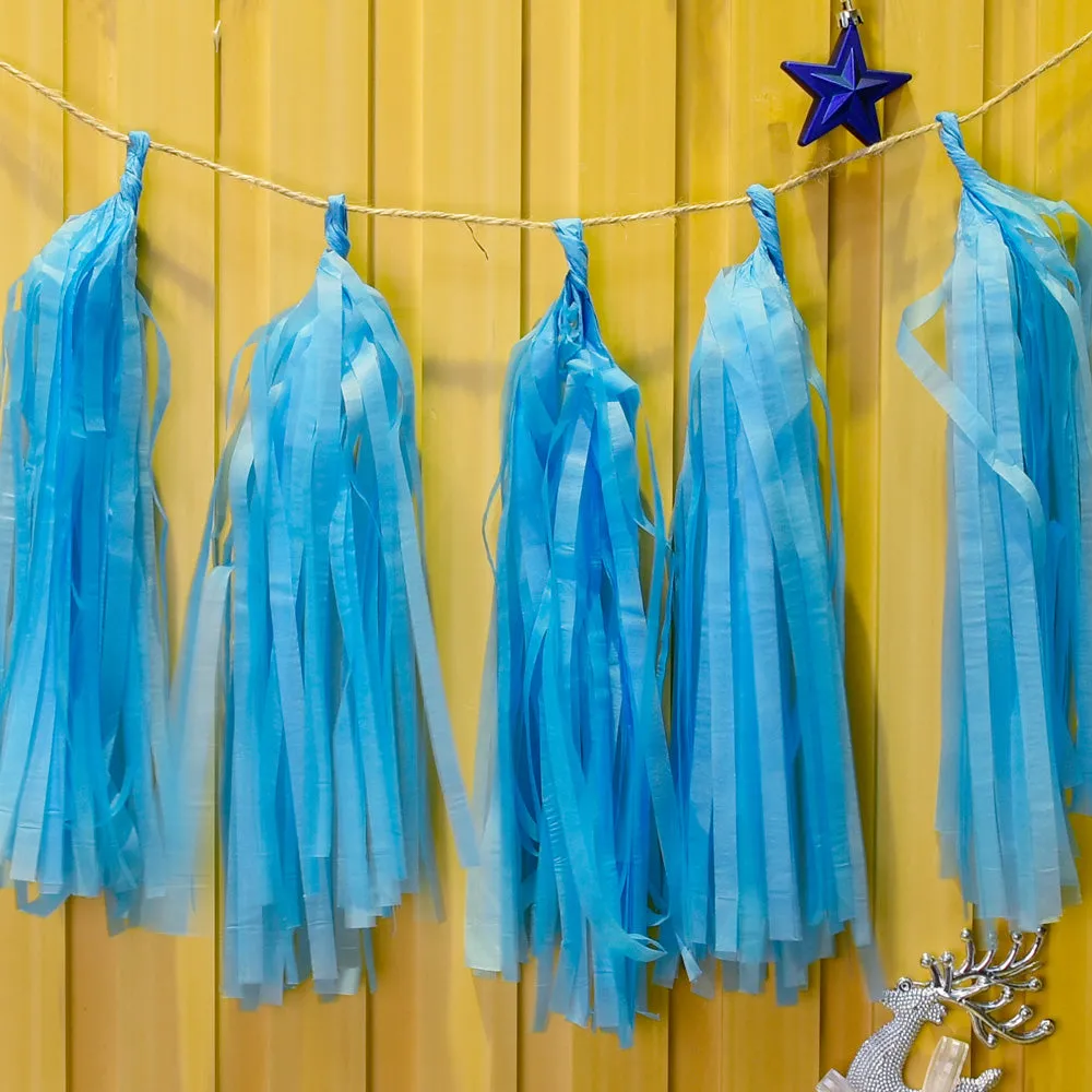 Paper Tassel Assembled or DIY Tassel Garland Wedding Photo Backdrop Birthday Party Decorations 12 blue  1bag