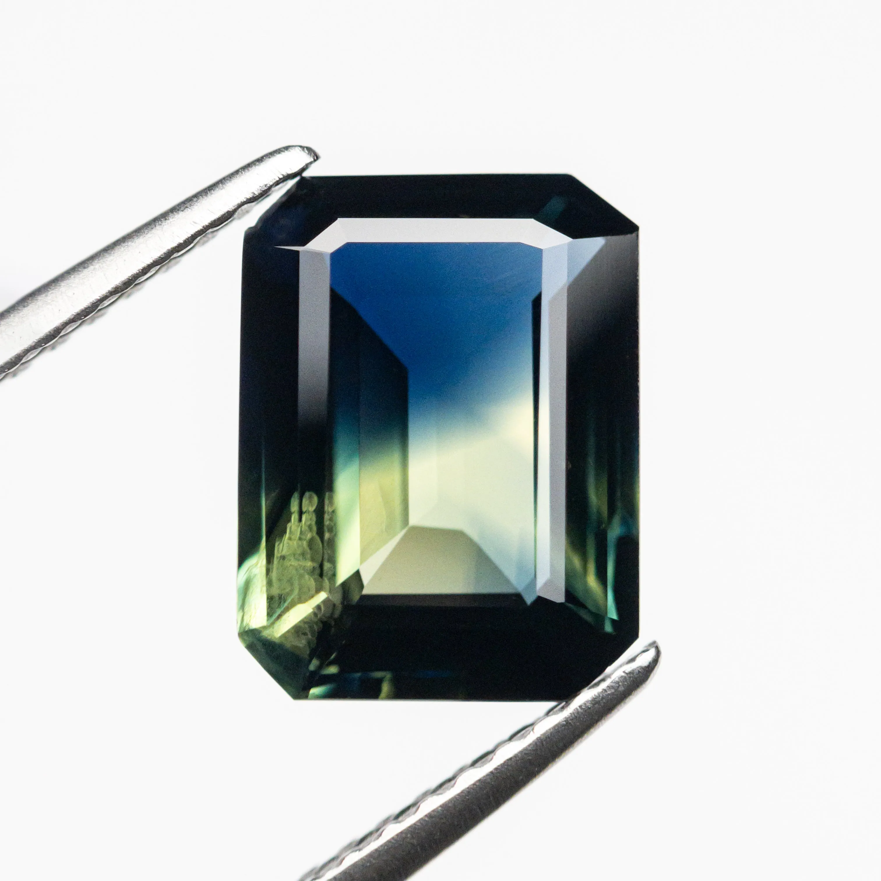 Parti Blue-Yellow Step Cut Sapphire - 3.29ct Cut Corner Rectangle