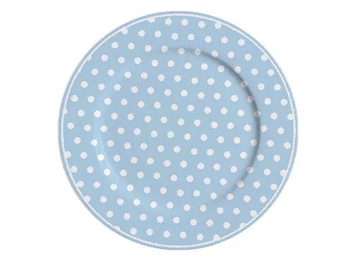 Pastel Blue and white polka dot dessert plate