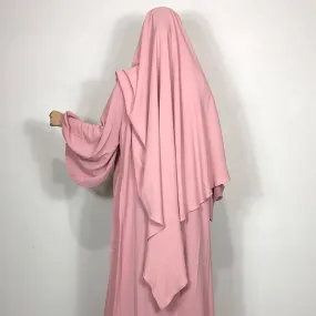 Pastel Pink Crepe Khimar