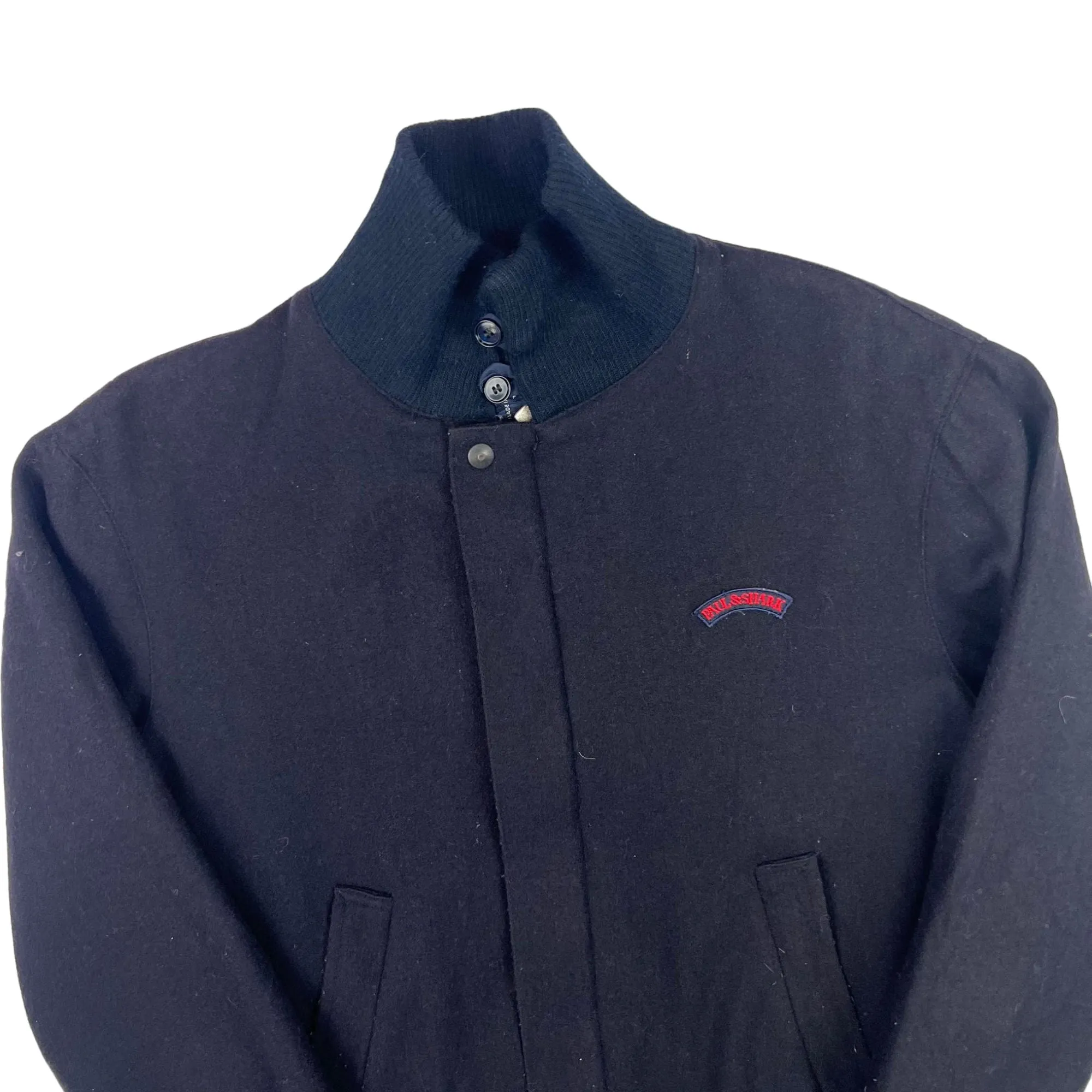 Paul & Shark Yachting Wool Blend Collared Bomber Jacket Black