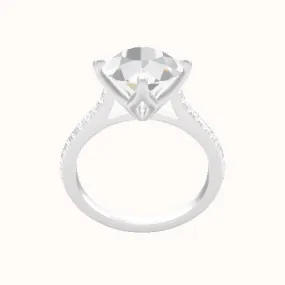 Pave Cathedral Engagement Ring With Petal Compass Prong Head