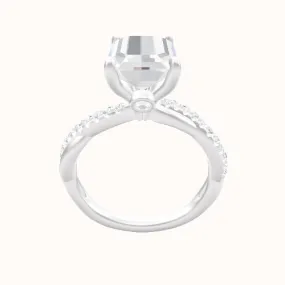 Pave Rope Engagement Ring With Accent Diamond Head