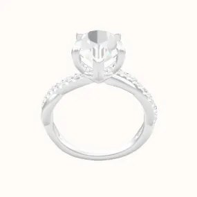 Pave Rope Engagement Ring With V Prong with Hidden Halo Head