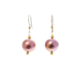 Pearl Earrings 18K Gold Edison Pearl Pink Classic