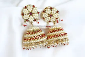 Pearl Jhumka - Red