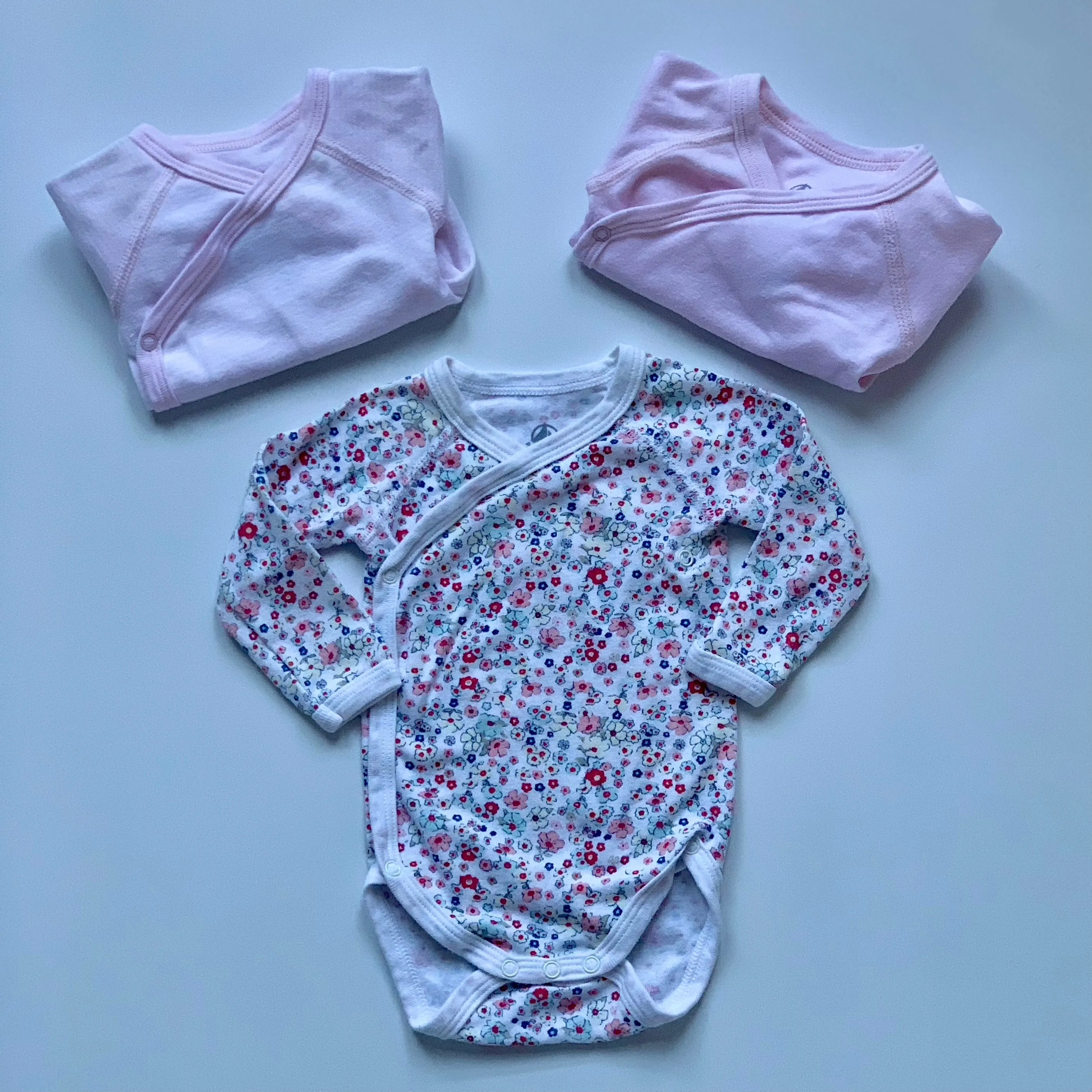 Petit Bateau Set Of Three Long Sleeve Bodysuits : 3 Months