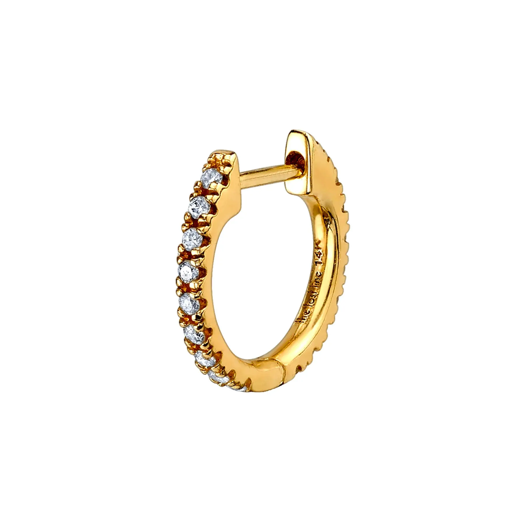 Piercing Huggie - White Diamond / 14k Yellow Gold