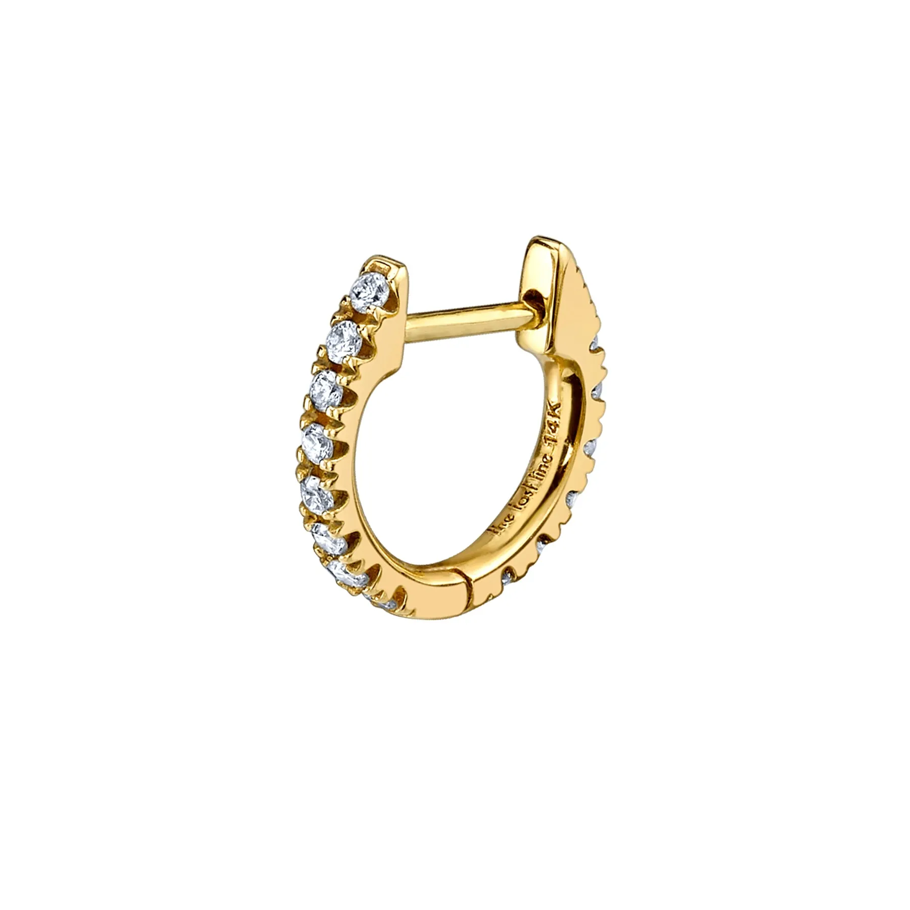 Piercing Huggie - White Diamond / 14k Yellow Gold