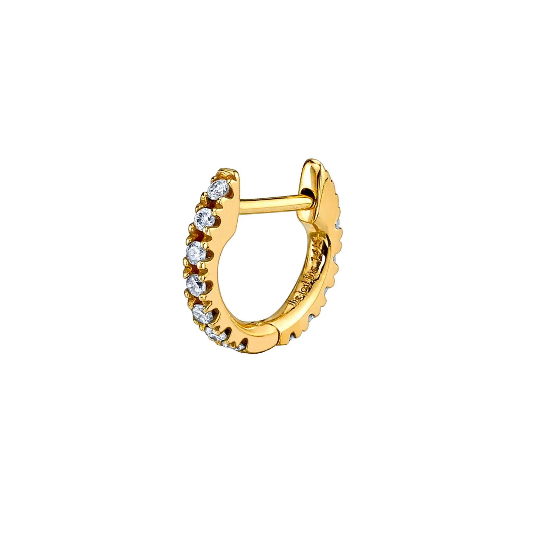 Piercing Huggie - White Diamond / 14k Yellow Gold