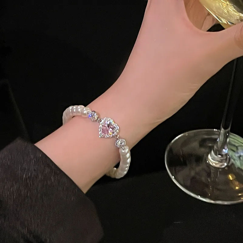 Pink Diamond Pearl Love Bracelet - Kimi