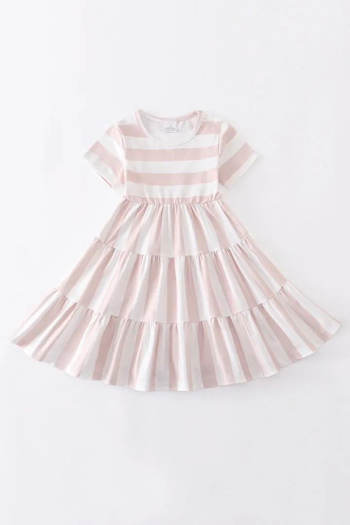 Pink stripe ruffle dress