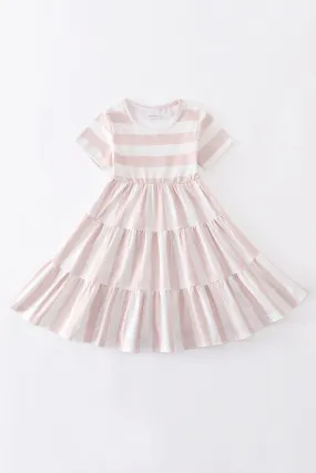 Pink stripe ruffle dress