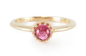 Pink Tourmaline and Yellow Gold Ring