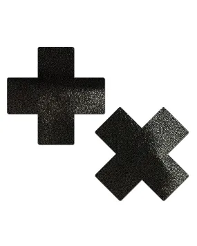 Plus X: Liquid Black Cross Nipple Pasties