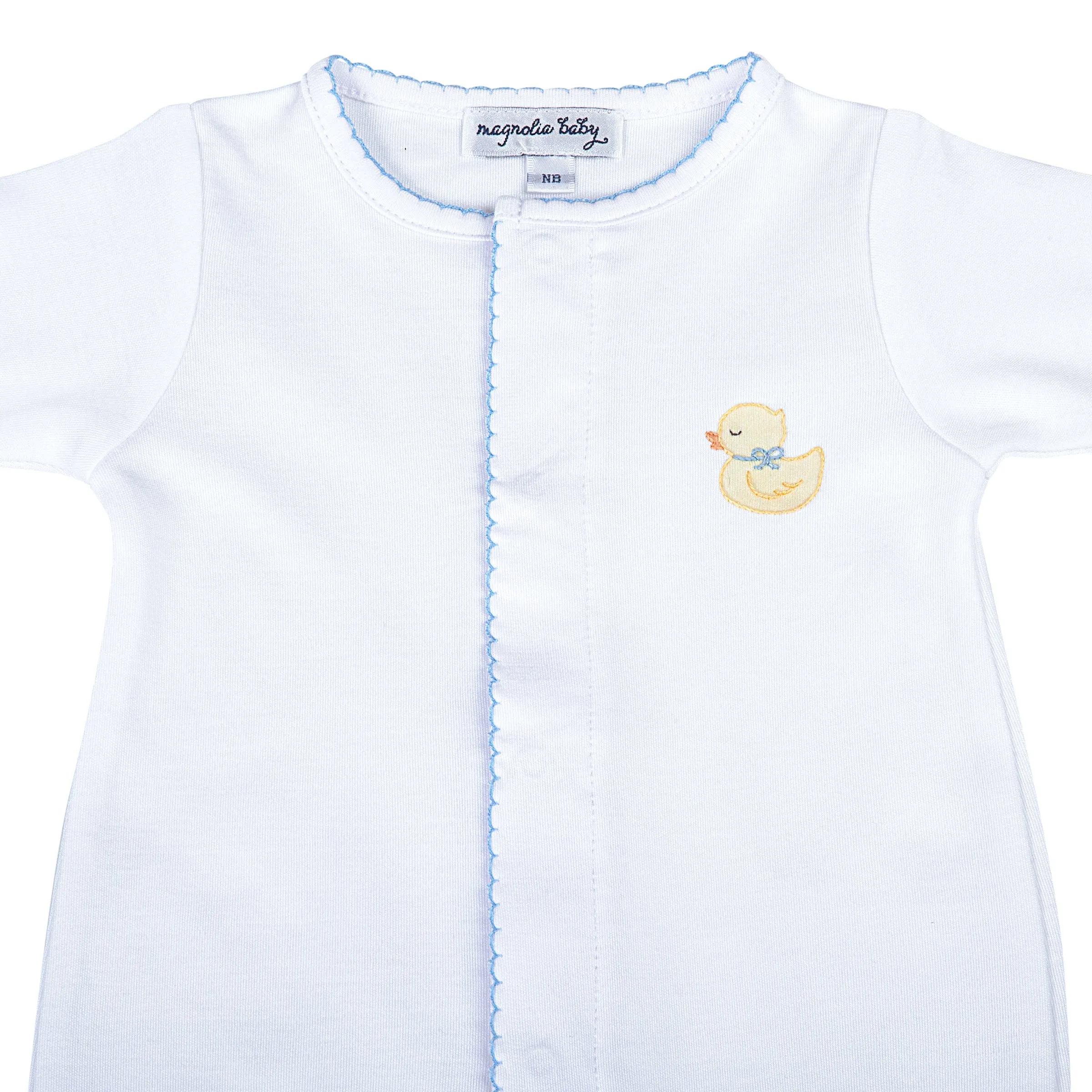 Precious Ducklings Embroidered Footie- Light Blue