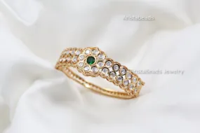 Premium Moissanite Polki Bracelet (Openable) - Green