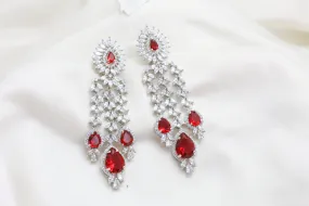 Premium Red & Clear CZ Earrings