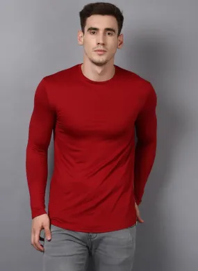 Red Crew Neck Long Sleeved T-shirt