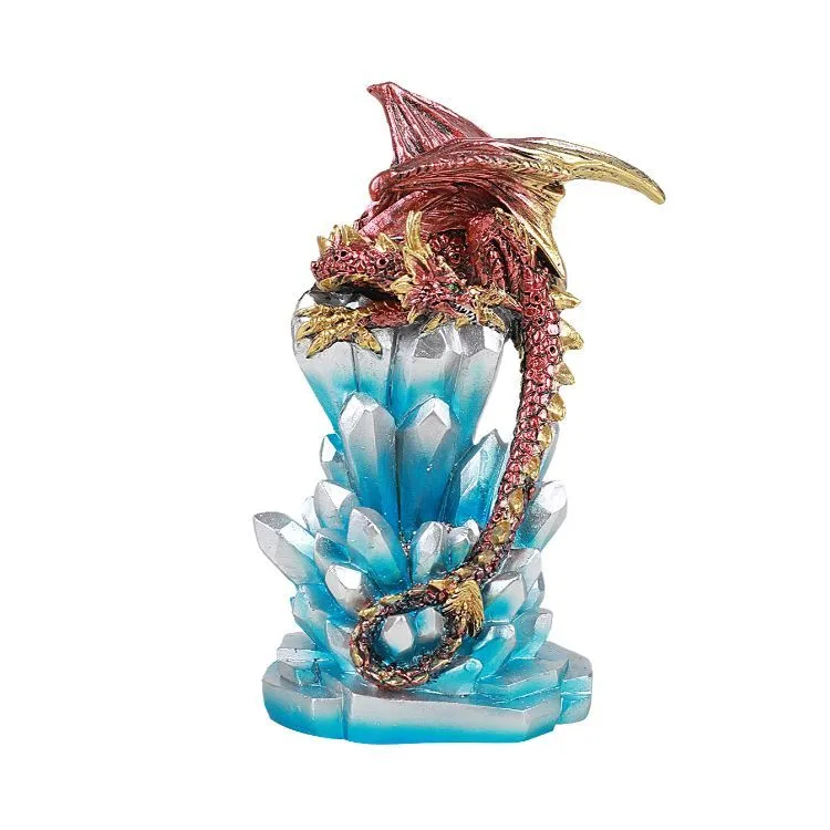 Red Dragon on Crystals with LED Light Figurine