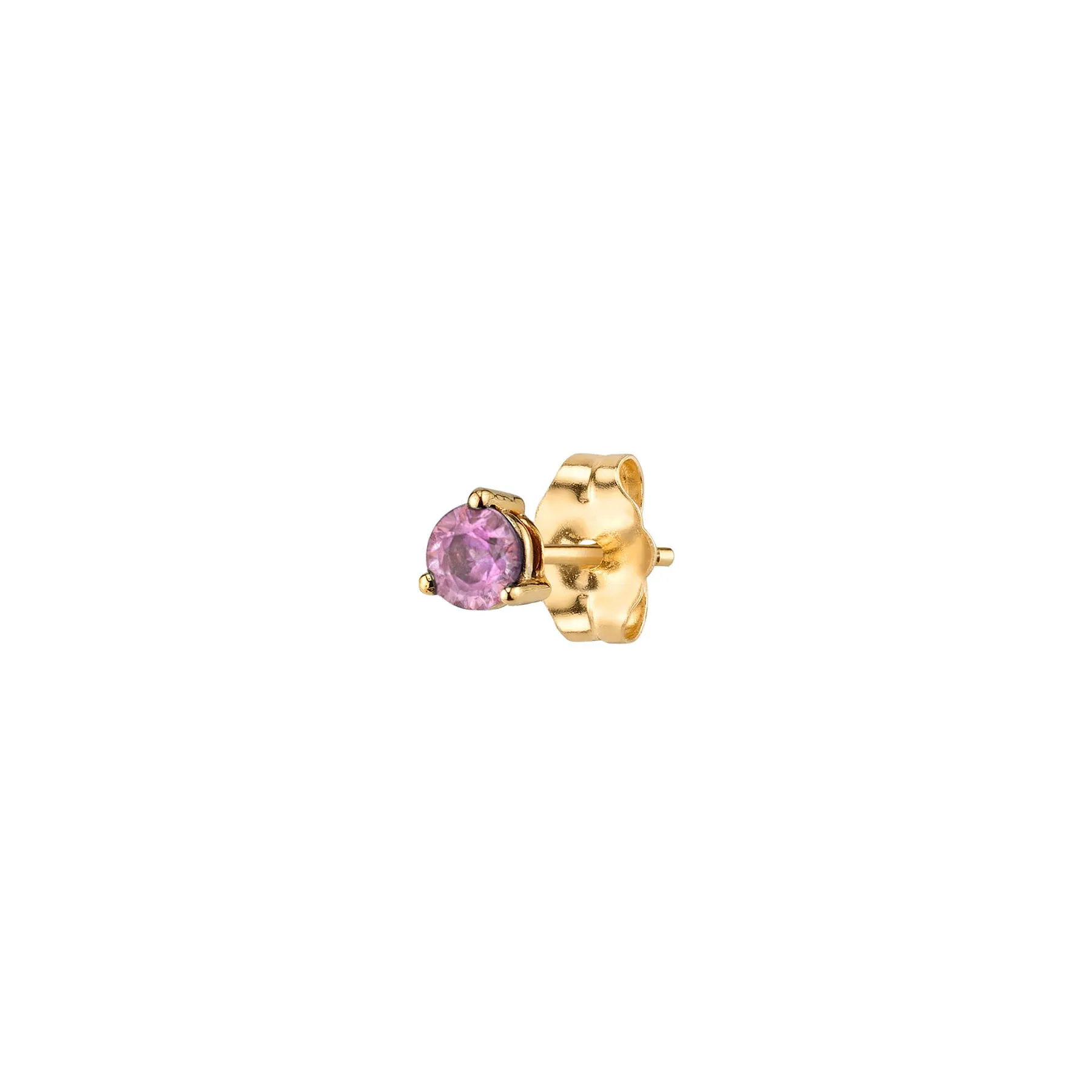 Round Stud #1 - Pink Tourmaline / 14k Yellow Gold