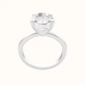 Rounded Solitaire Engagement Ring With V Prong with Hidden Halo Head