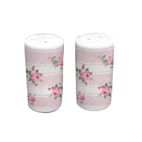 Salt and Pepper Shakers Pink stripe and floral