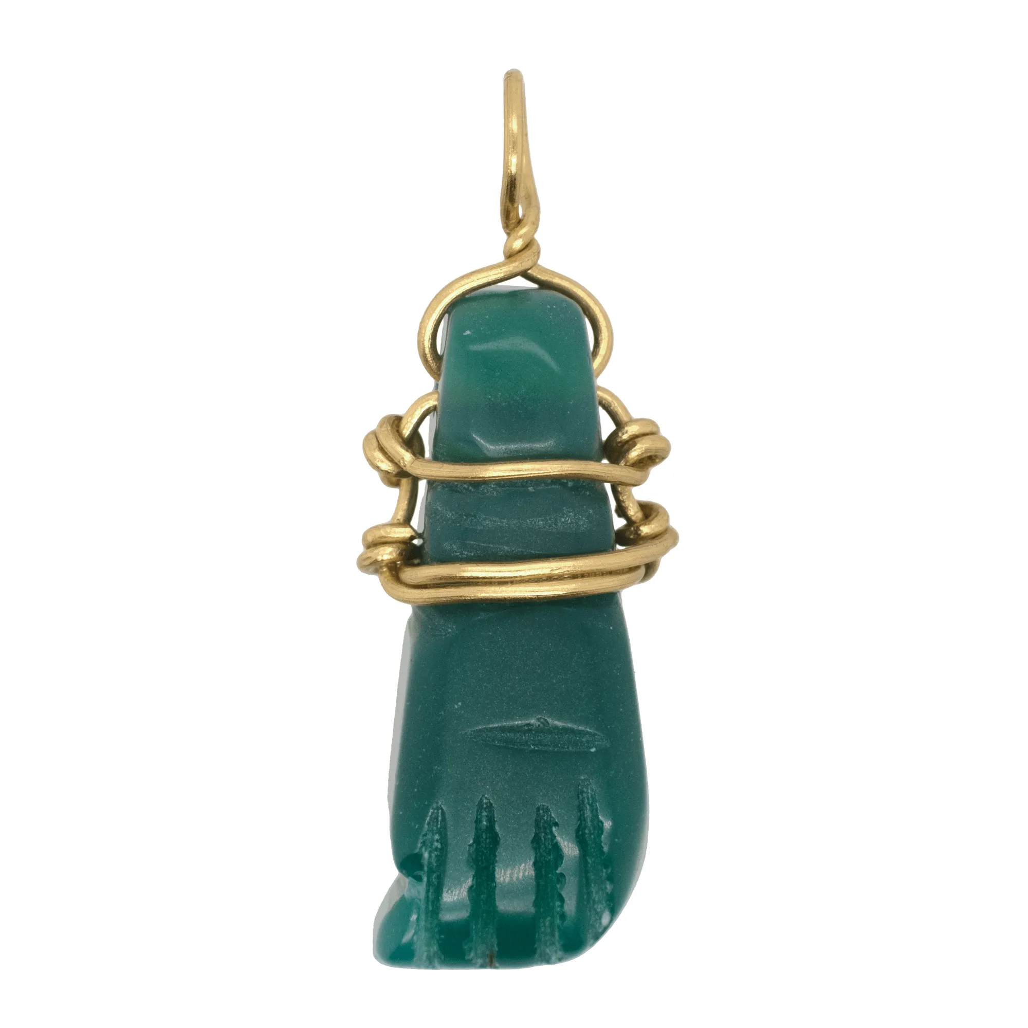 Sama Pendant in Green Carnelian - 18K Gold Plated