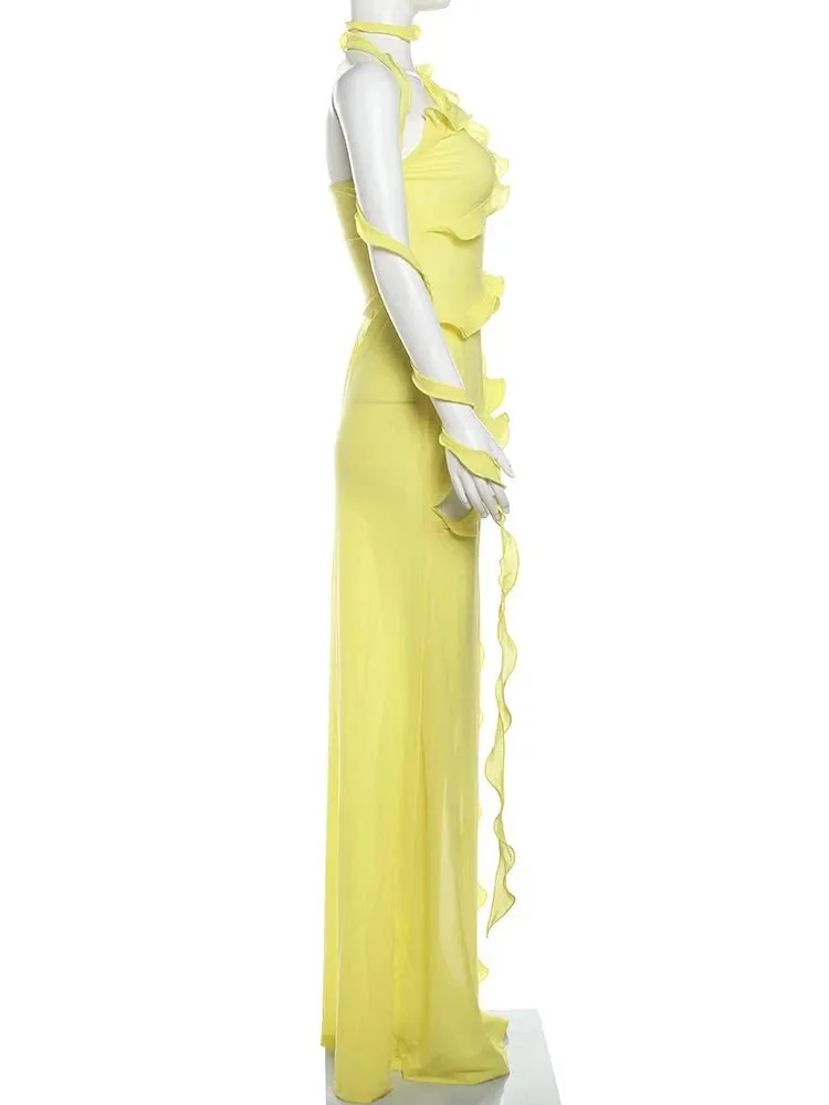 Santorini Sunbeam Ruffle Maxi