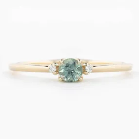 Sofia Ring 4mm 0.30ct Blue Green Round Montana Sapphire, 14K Yellow Gold