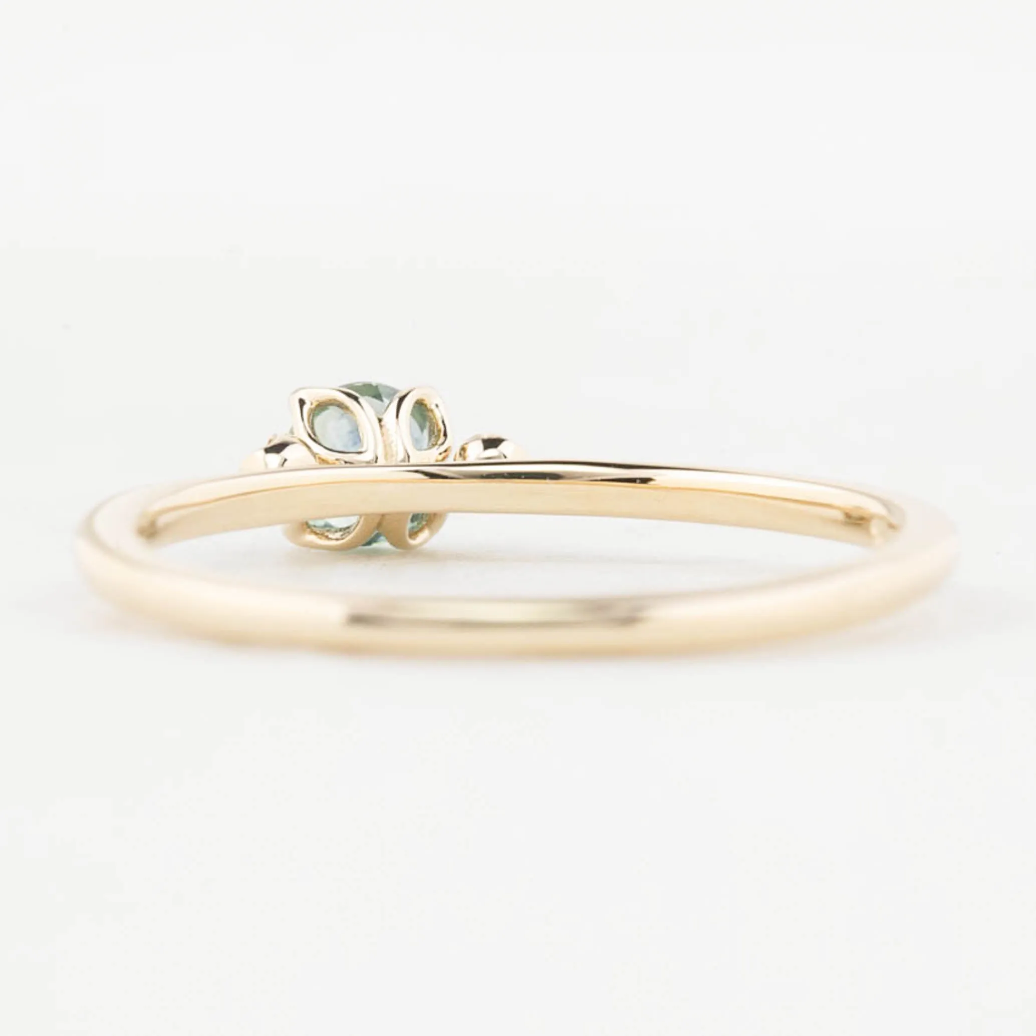 Sofia Ring 4mm 0.30ct Blue Green Round Montana Sapphire, 14K Yellow Gold