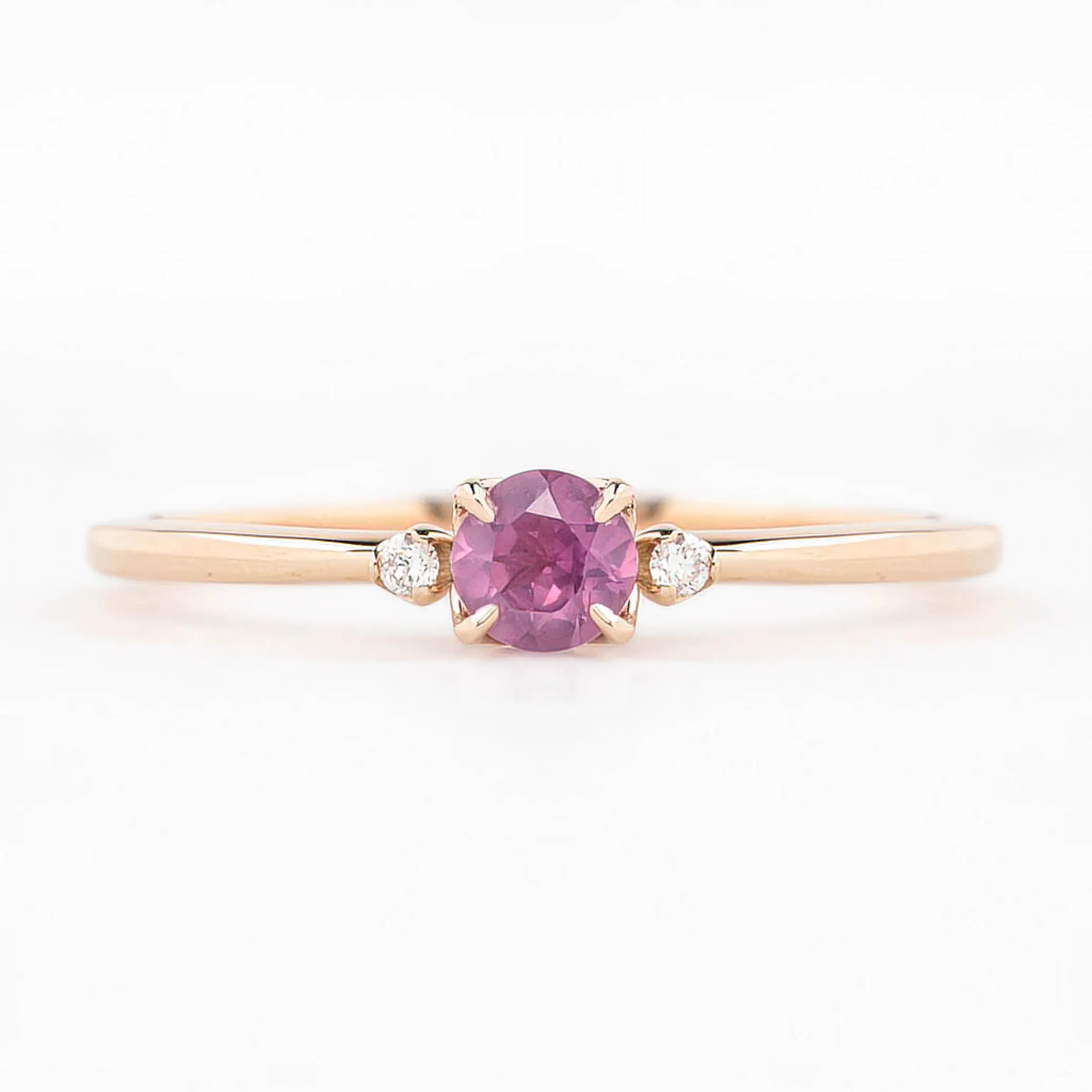 Sofia Ring 4mm 0.35ct Dark Pink Umba Sapphire, 14K Rose Gold