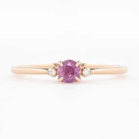 Sofia Ring 4mm 0.35ct Dark Pink Umba Sapphire, 14K Rose Gold