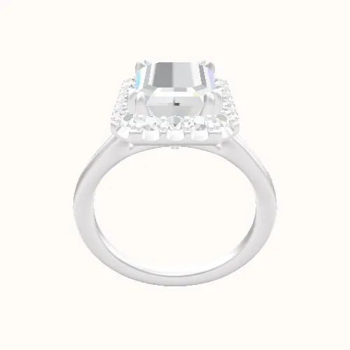 Split Cathedral Engagement Ring With Halo with Double Prong Head