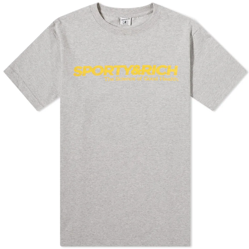 Sporty & Rich Science Of Good Health T-ShirtHeather Grey & Yelloiw