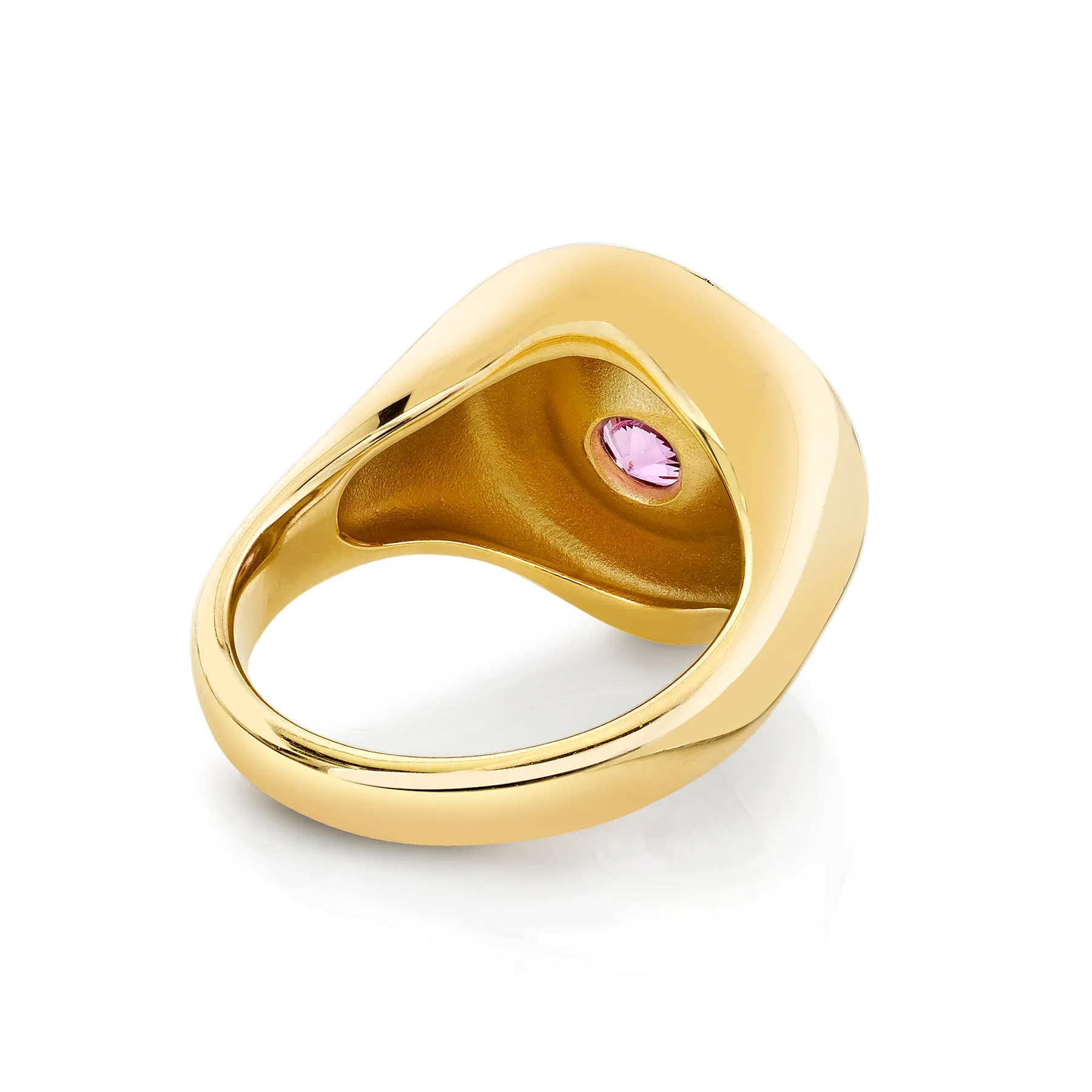 Star Set Signet Ring - Pink Sapphire / 14k Yellow Gold