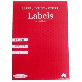 Stock Forms 1UP Inkjet Laser Labels A4 Fluoro Green 100 Sheets