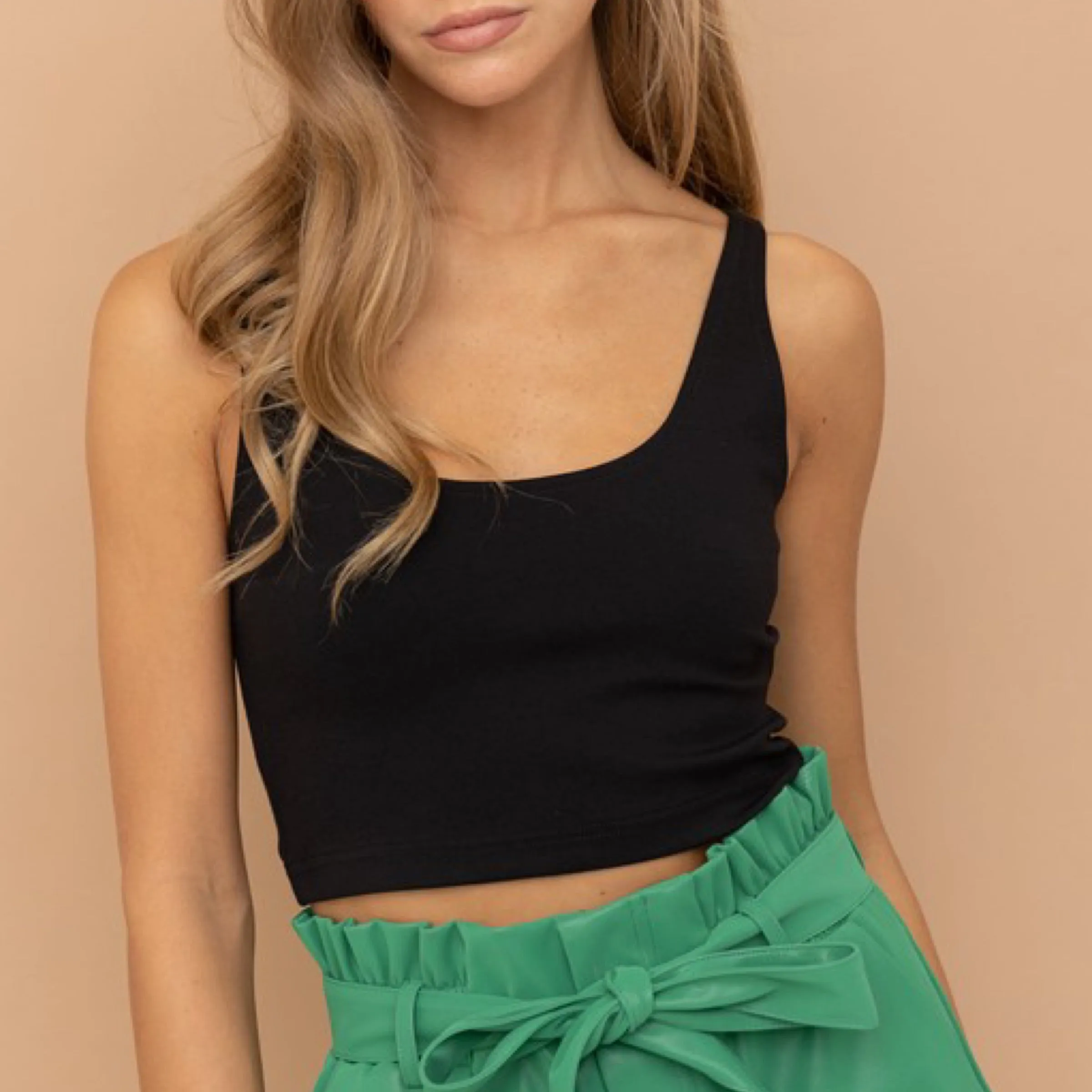 Style Must Have Ponte Crop Top Black