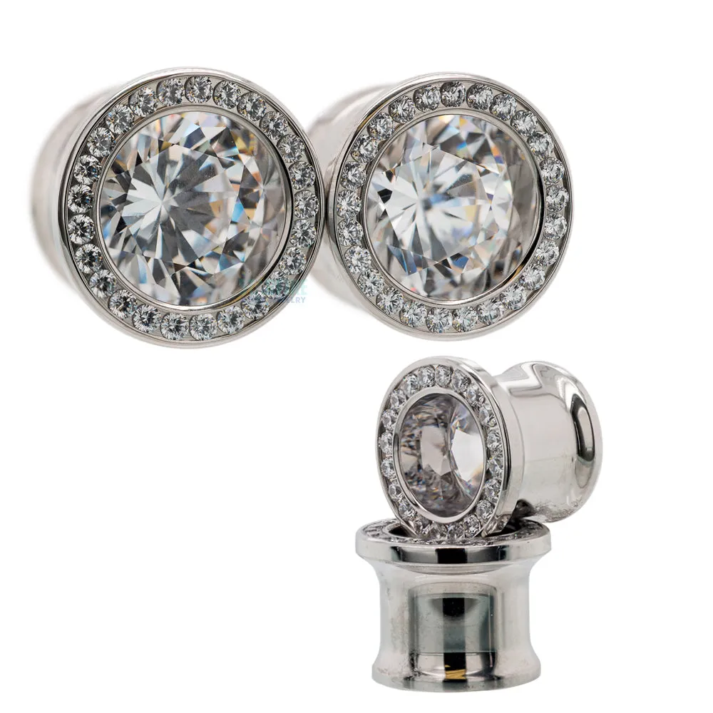 Super Gemmed BIG BLING Plugs ( Eyelets ) with Brilliant-Cut Gems - Blue Zircon