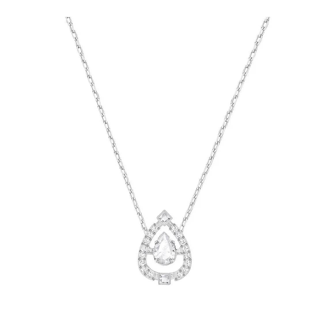 Swarovski SPARKLING DANCE PEAR NECKLACE, White, Rhodium -5451992