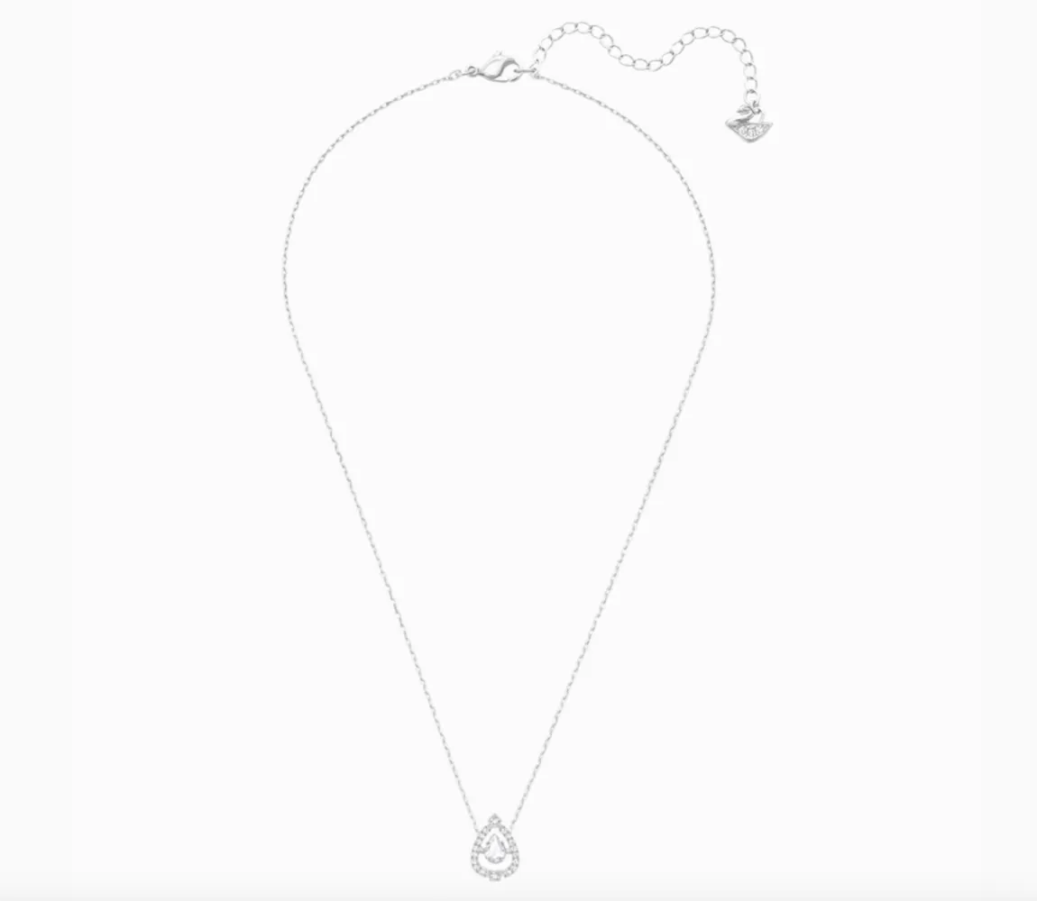 Swarovski SPARKLING DANCE PEAR NECKLACE, White, Rhodium -5451992