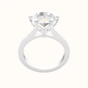 Tapered Channel Set Engagement Ring With Pave Petal Six Prong Head