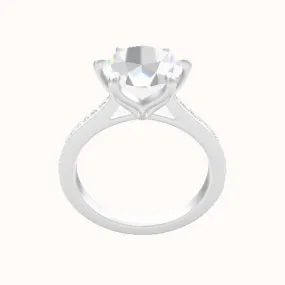 Tapered Channel Set Engagement Ring With Petal Six Prong Head