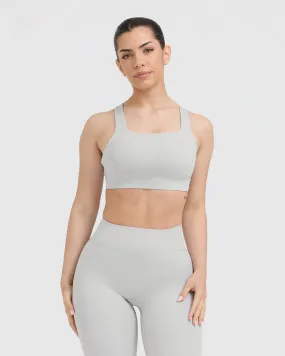 Timeless Wide Strap Sports Bra | Light Grey