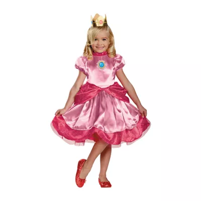 Toddler Girls Deluxe Princess Peach Super Mario Costume