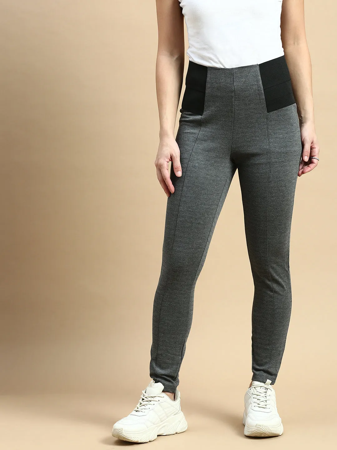 Treggings Woven Jacquard-Grey